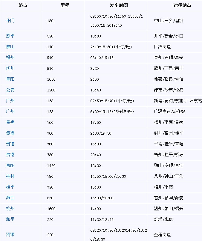 深圳石岩汽车站发出时刻表 石岩汽车站地址及